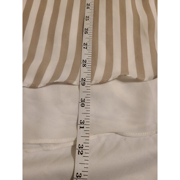 Torrid size 5 women's plus size taupe and white stripe chiffon double layer top - Picture 6 of 6